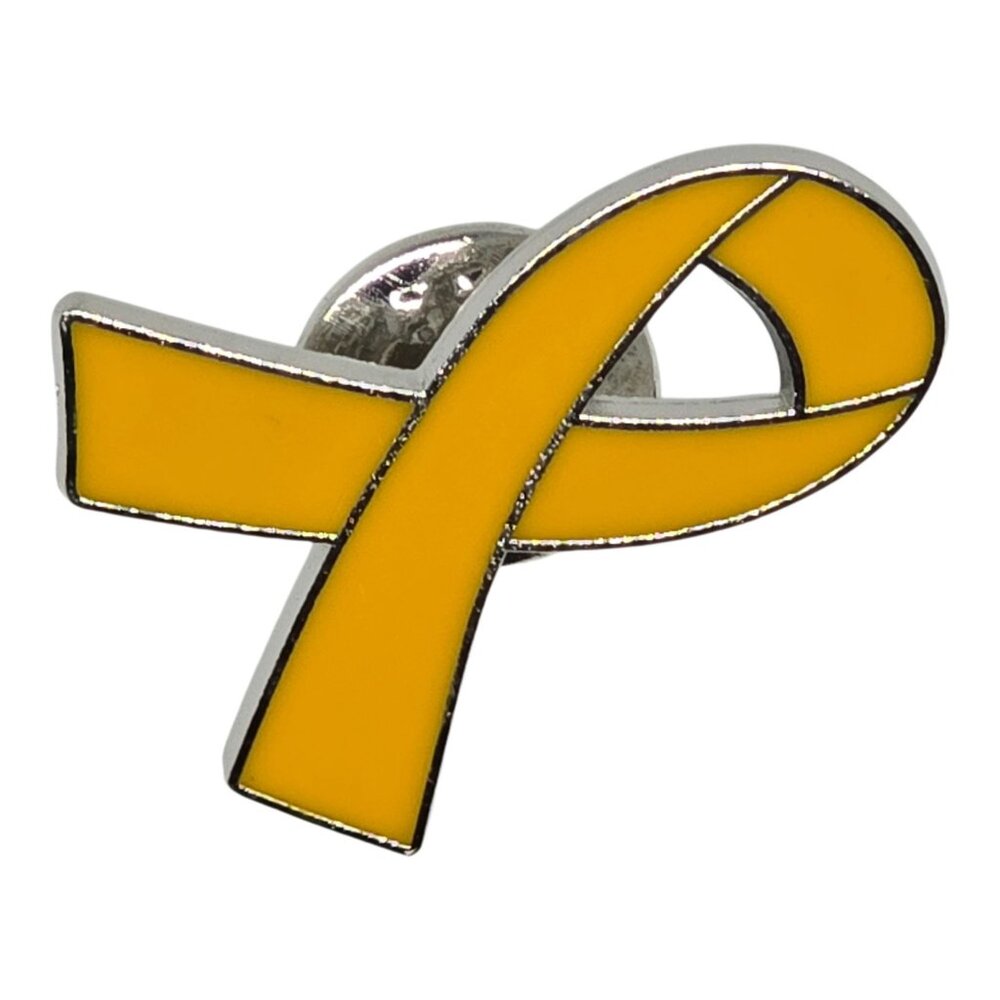 Yellow Awareness Ribbon Lapel Pin With Butterfly Clutch
